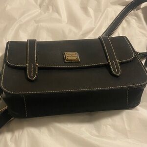 Dooney & Bourke Black Textured Bag with Gold Plate